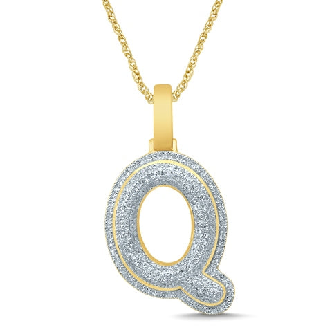 10K 0.30-0.38CT D-BUBBLE LETTER " Q  "