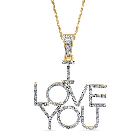 10KT 0.38-0.43CT D-CHARM "I  LOVE YOU "