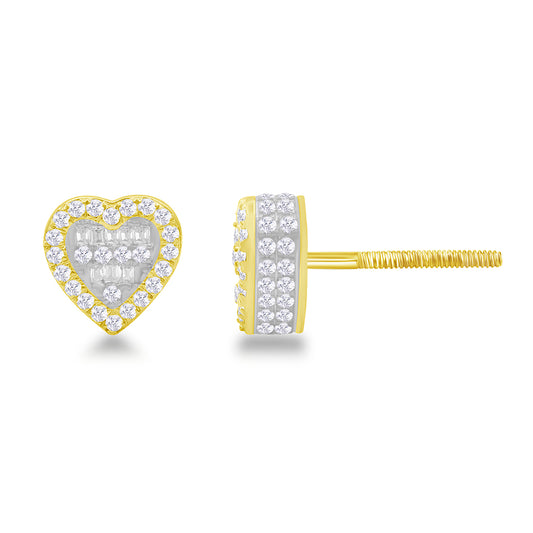 10K 0.40- 0.44CT D-BAGUETTE EARRINGS "HEART"