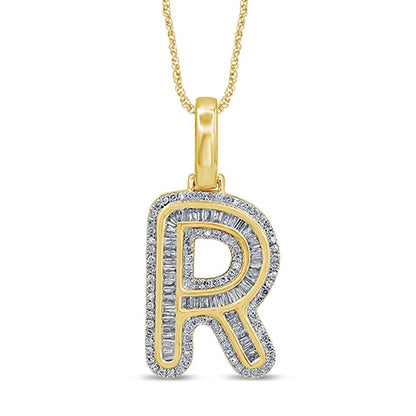 10KT 0.52- 0.60CT D-BAGUETTE INITIAL " R "