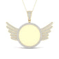 10KT 1.25CT D-CHARM "MEMORY PENDANT WITH PLATE AND WINGS"