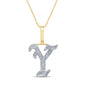 10KT 0.56-0.67CT D-TATTOO INITIAL "Y" BAGUETTES