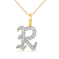 10KT 0.87-0.90CT D-TATTOO INITIAL "R" BAGUETTES