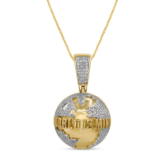 10K 0.35-0.38CT D-GLOBE MAP "WORLD  IS MINE"