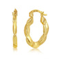 Yellow Gold Designed 18mm Hoop Earrings -14K Gold