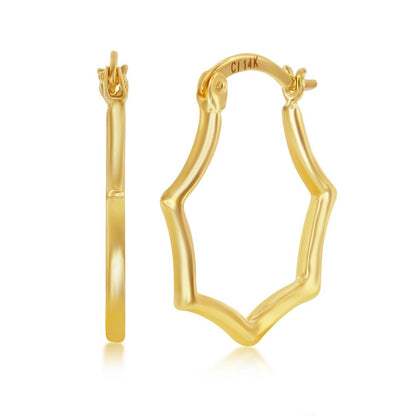 Yellow Gold Geometric Hoop Earrings - 14K Gold