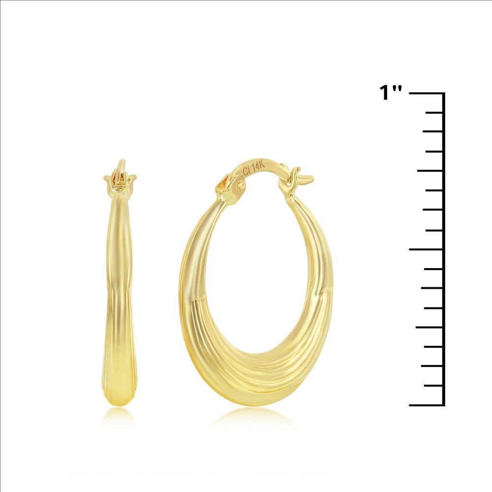 Yellow Gold Lined 20mm Hoop Earrings - 14K Gold