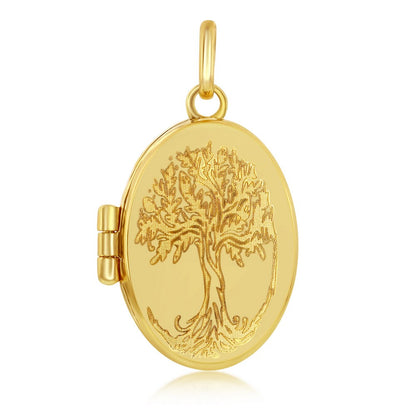 14K Yellow Gold Tree of Life Oval Locket