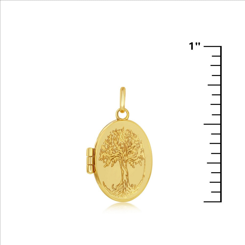 14K Yellow Gold Tree of Life Oval Locket