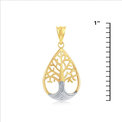 14K Yellow & White Gold Tree of Life Pendant