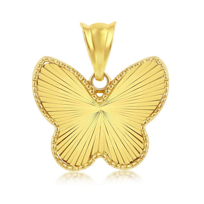 14K Yellow Gold Diamond-Cut Butterfly Pendant