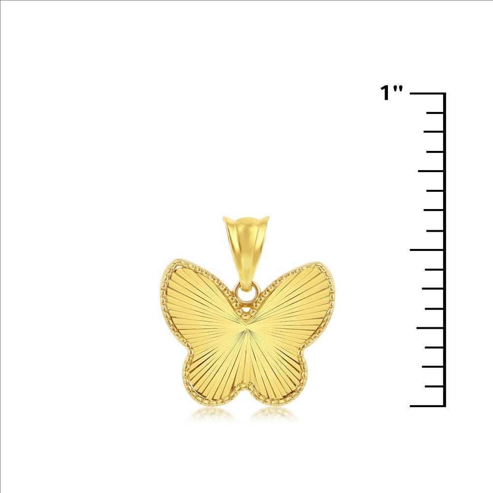 14K Yellow Gold Diamond-Cut Butterfly Pendant