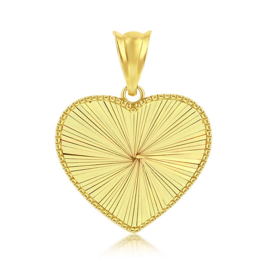 14K Yellow Gold Diamond-Cut Heart Pendant