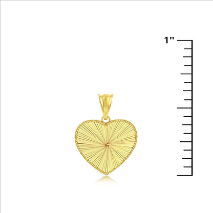 14K Yellow Gold Diamond-Cut Heart Pendant