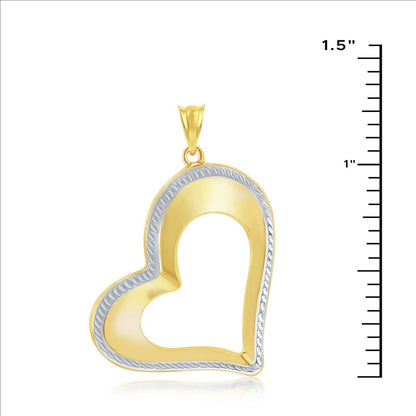 14K Yellow & White Gold Open Heart Pendant