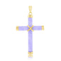 14K Yellow Gold, Lavendar Jade Cross Pendant