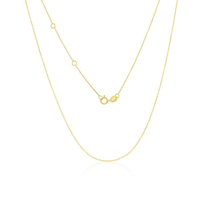 14K Yellow Gold 0.68mm, Double Ring Extension, Diamond-Cut Cable Chain