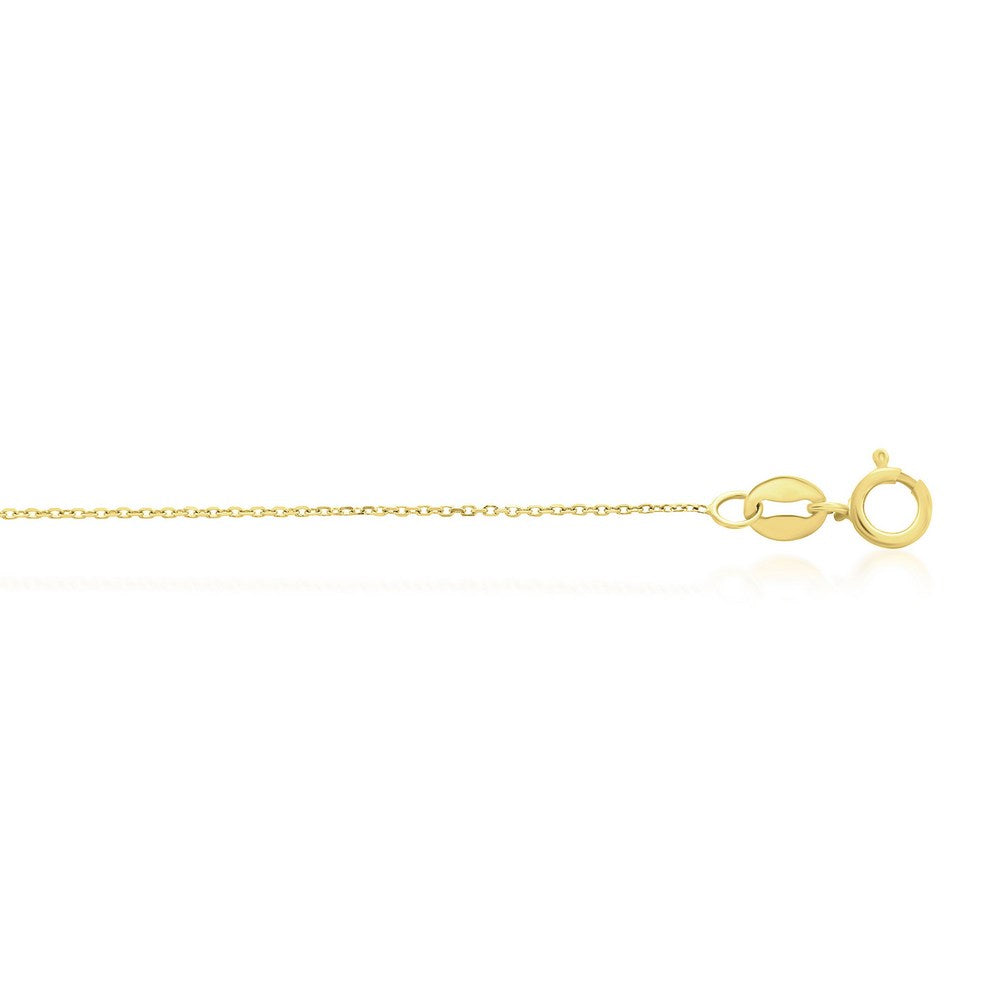 14K Yellow Gold 0.68mm, Double Ring Extension, Diamond-Cut Cable Chain