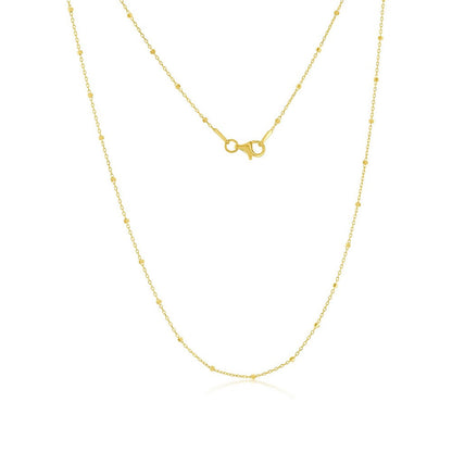 14K Yellow Gold Station Diamond-Cut Bead Chain