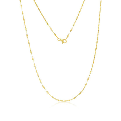 14K Yellow Gold Oval Linked Mirror Chain