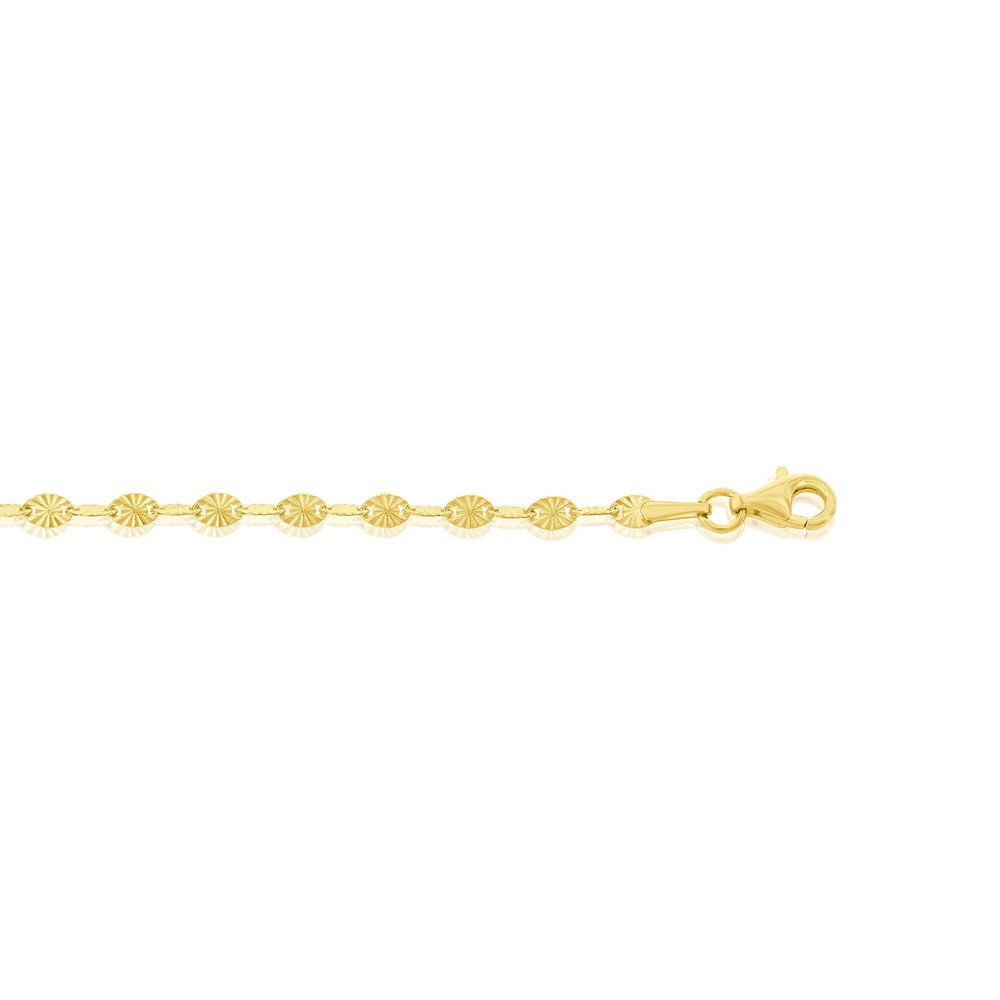 14K Yellow Gold Diamond-Cut 2.4mm Oval Link Chain