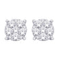 14K White Gold 1 Ct.Tw. Diamond Flower Stud Earrings