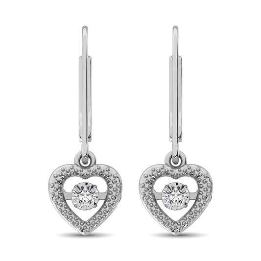 Sterling Silver 1/20 Ct.Tw. Moving Diamond Danglers Earrings