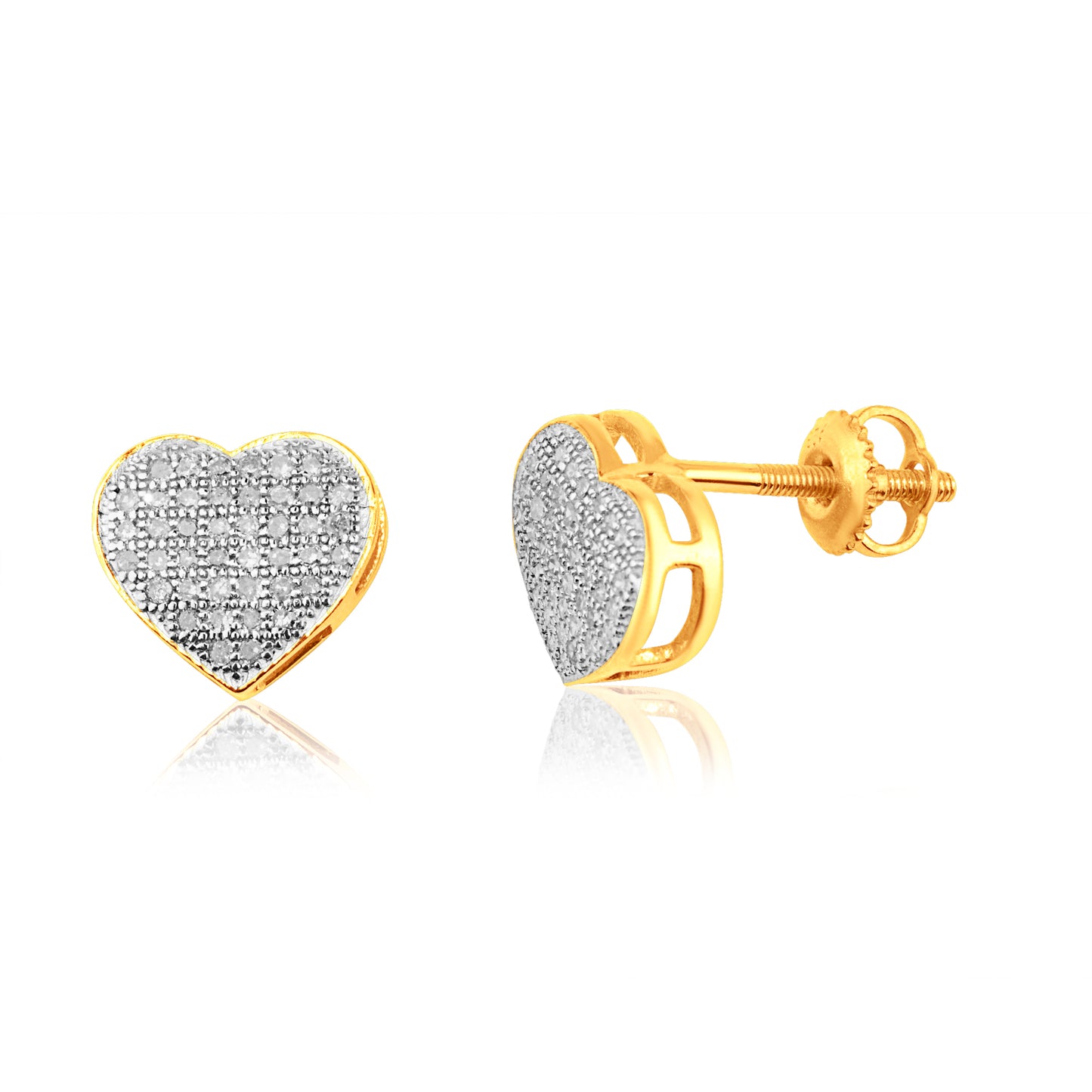 10K 0.25CT D-"HEART EARRINGS"