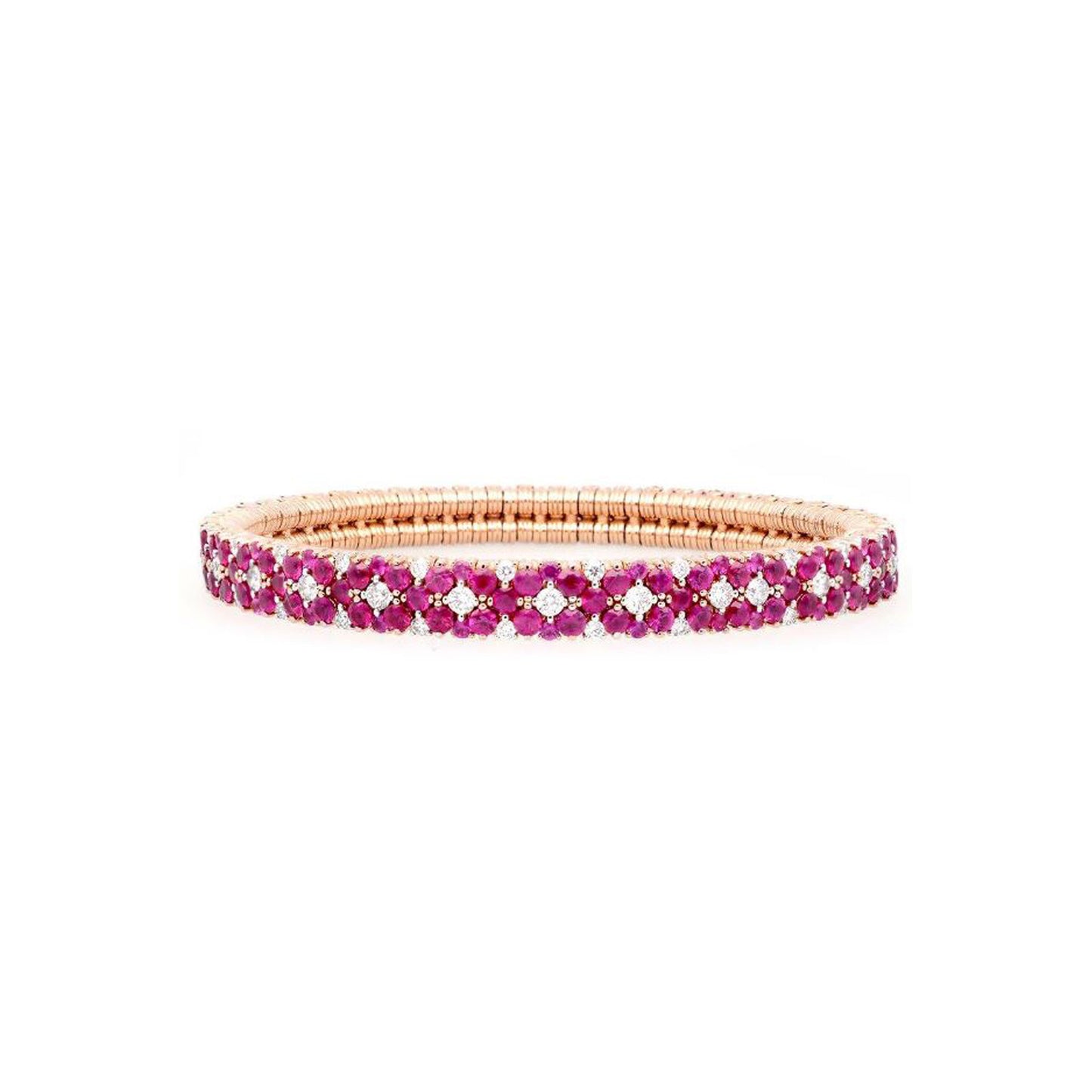 2 Row Diamond and Ruby Stretch Bracelet