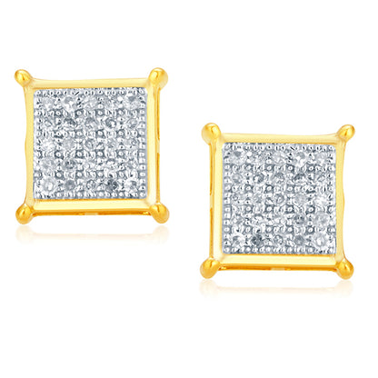 10K 0.15CT D-MICROPAVE EARRING SQUARE