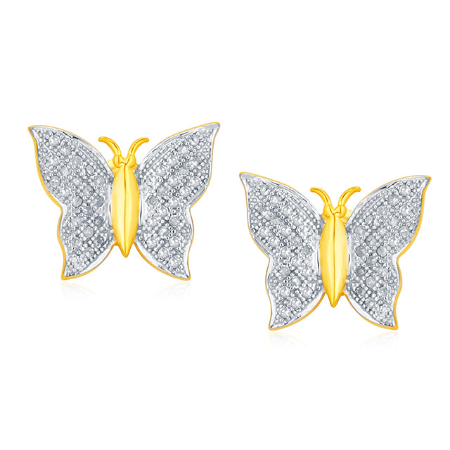 10K 0.24-0.25CT D-MICROPAVE EARRINGS "BUTTERFLY"