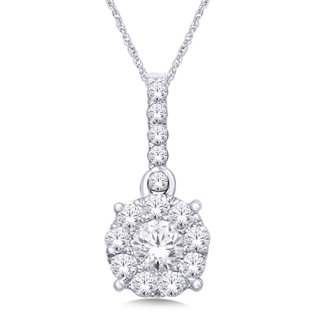 14K White Gold 3/4 Ct.Tw. Diamond Fashion Pendant