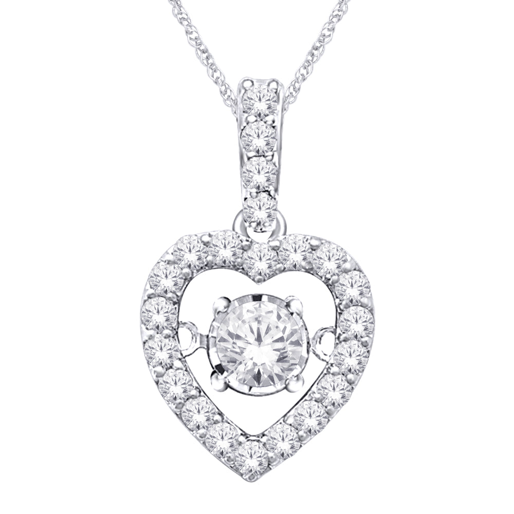 10K White Gold 1/4 Ct.Tw.Moving Diamond Fashion Pendant