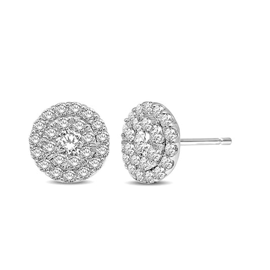 14K White Gold 1/2 Ctw Invisible Diamond Stud Earrings