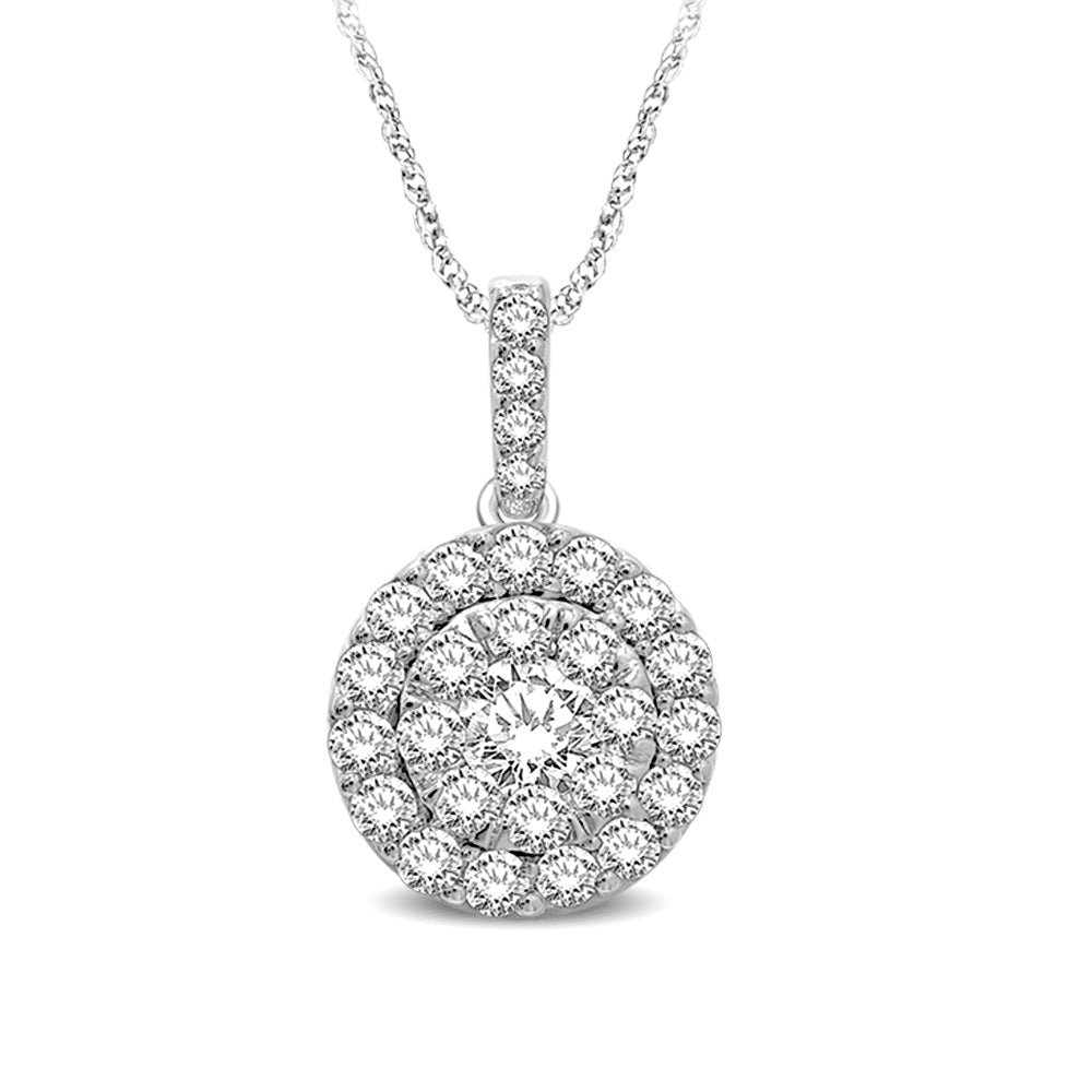 14K White Gold 1/2 Ctw Invisible Diamond Fashion Pendant