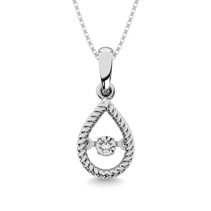 Sterling Silver Moving Diamond Accent Pear Shape Pendant