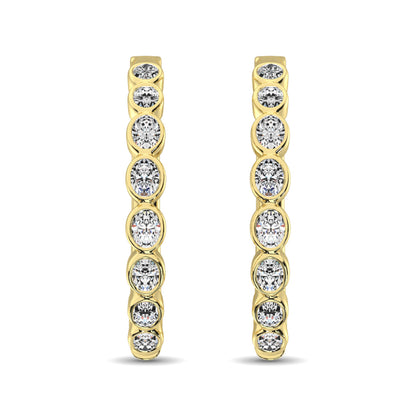 14K Yellow Gold 1/3 Ct.Tw. Diamond Hoop Earrings