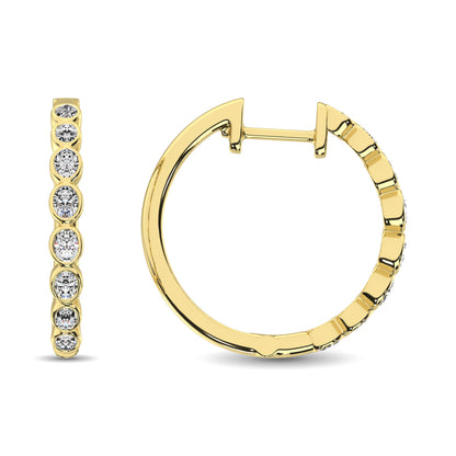 14K Yellow Gold 1/3 Ct.Tw. Diamond Hoop Earrings