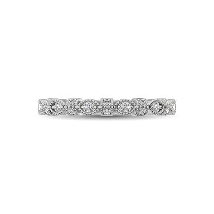 14K White Gold Marquise Frame 1/6 Ctw Diamond Band