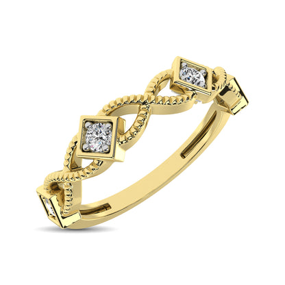 14K Yellow Gold 1/8 Ctw Diamond Band