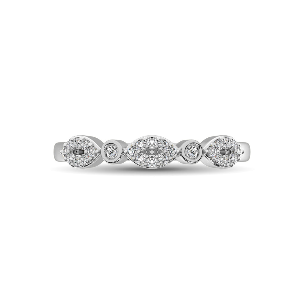 Round and Marquise Shape 1/6 Ctw Diamond Stackable Band