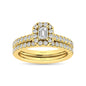 Diamond Classic Shank Single Halo Bridal Ring 1 ct tw Emerald Cut in 14K Yellow Gold