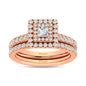 Diamond Classic Shank Double Halo Bridal Ring 1 ct tw Princess Cut in 14K Rose Gold