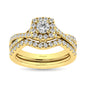 Diamond  Twist Shank Single Halo Bridal Ring 1 ct tw Round Cut in 14K Yellow Gold