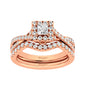 Diamond  Twist Shank Single Halo Bridal Ring 1 ct tw Princess Cut in 14K Rose Gold