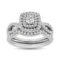 Diamond Twist Shank Double Halo Bridal Ring 3/4 ct tw Round Cut in 14K White Gold