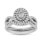 Diamond Twist Shank Double Halo Bridal Ring 3/4 ct tw Oval Cut in 14K White Gold