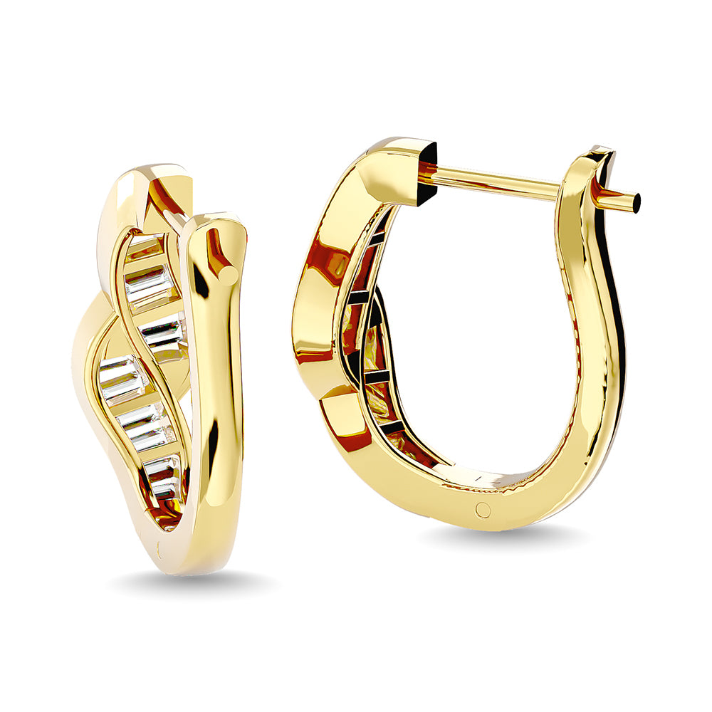 Diamond 1/3 Ct.Tw. Straight Baguette Hoop Earrings in 14K Yellow Gold