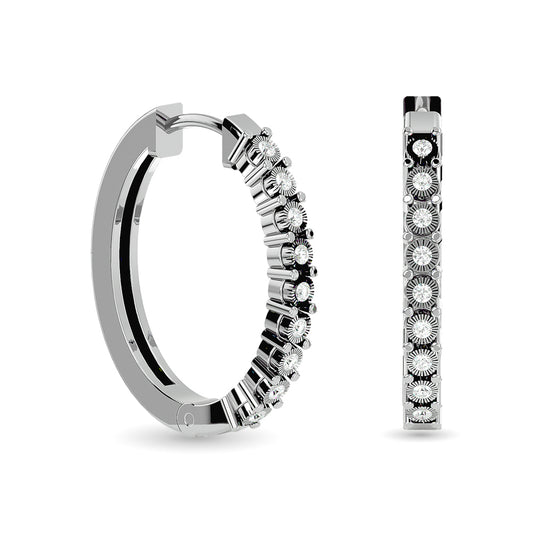 Diamond Hoop Earrings 1/8 ct tw in Sterling Silver