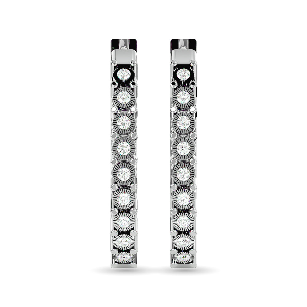 Diamond Hoop Earrings 1/8 ct tw in Sterling Silver
